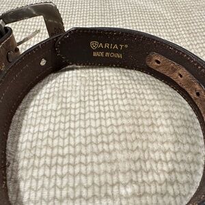 Ariat Silver Buckle Brown Leather Belt